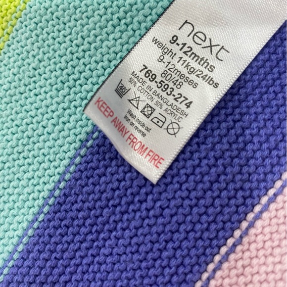 Next  Fluro Rainbow Stripe Cardigan size 9-12 mo and 6-7 years - Picture 5 of 7